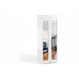 Шкаф 2-х дверный с зеркалами (гл.560) Италия ИТ-48 белое дерево