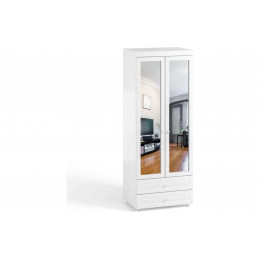 Шкаф 2-х дверный с зеркалами и ящиками (гл.560) Монако МН-50 белое дерево